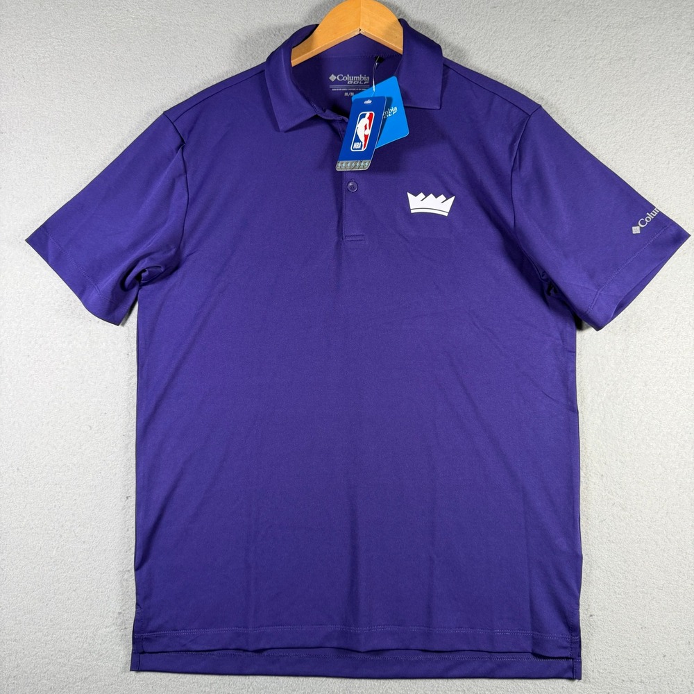 Columbia Golf Sacramento Kings Omni-Wick Drive Polo Purple Mens Medium 17F87MP